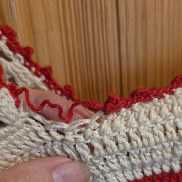 NEW $250 RHODE SLOANE HAND CROCHET CROP TOP IN RED & CREAM SIZE S - Picture 6 of 11
